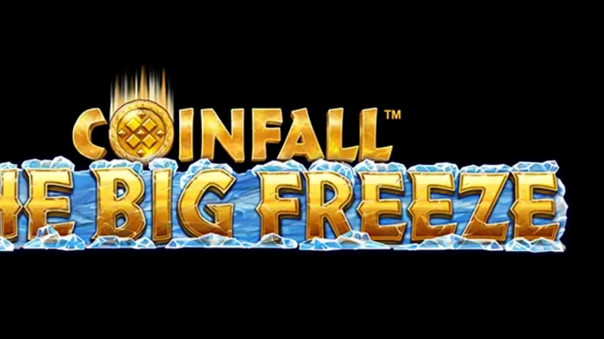 Cena gelada e pré-histórica do slot Coinfall: The Big Freeze com símbolos de mamute e caçador.